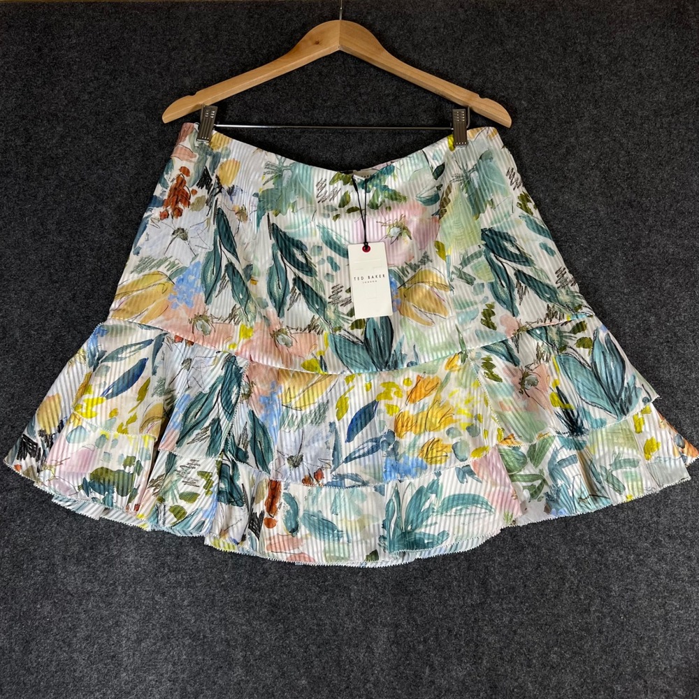Ted Baker London Pragsea Ivory Tiered Floral Mini Skirt Size 5 NWT